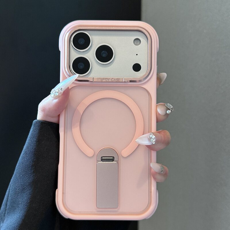 Suitable for iPhone 17 Phone Case with 360-Degree Stand, Protective Cover, Retro Magnetic Suction, and Four-Corner Air Cushion