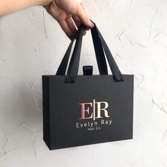ファッション高級黒色輸入厚手紙手提げ袋ギフトバッグ