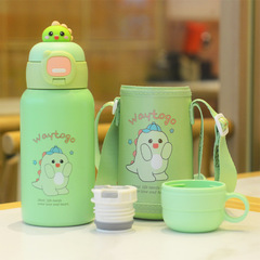 卡通316不鏽鋼保溫杯帶吸管杯子杯套便攜一杯雙蓋水杯禮品批發