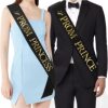 Perm alphabet Prom King Queen Men's men's etiquette belt graduation dance party black and white shoulder strap