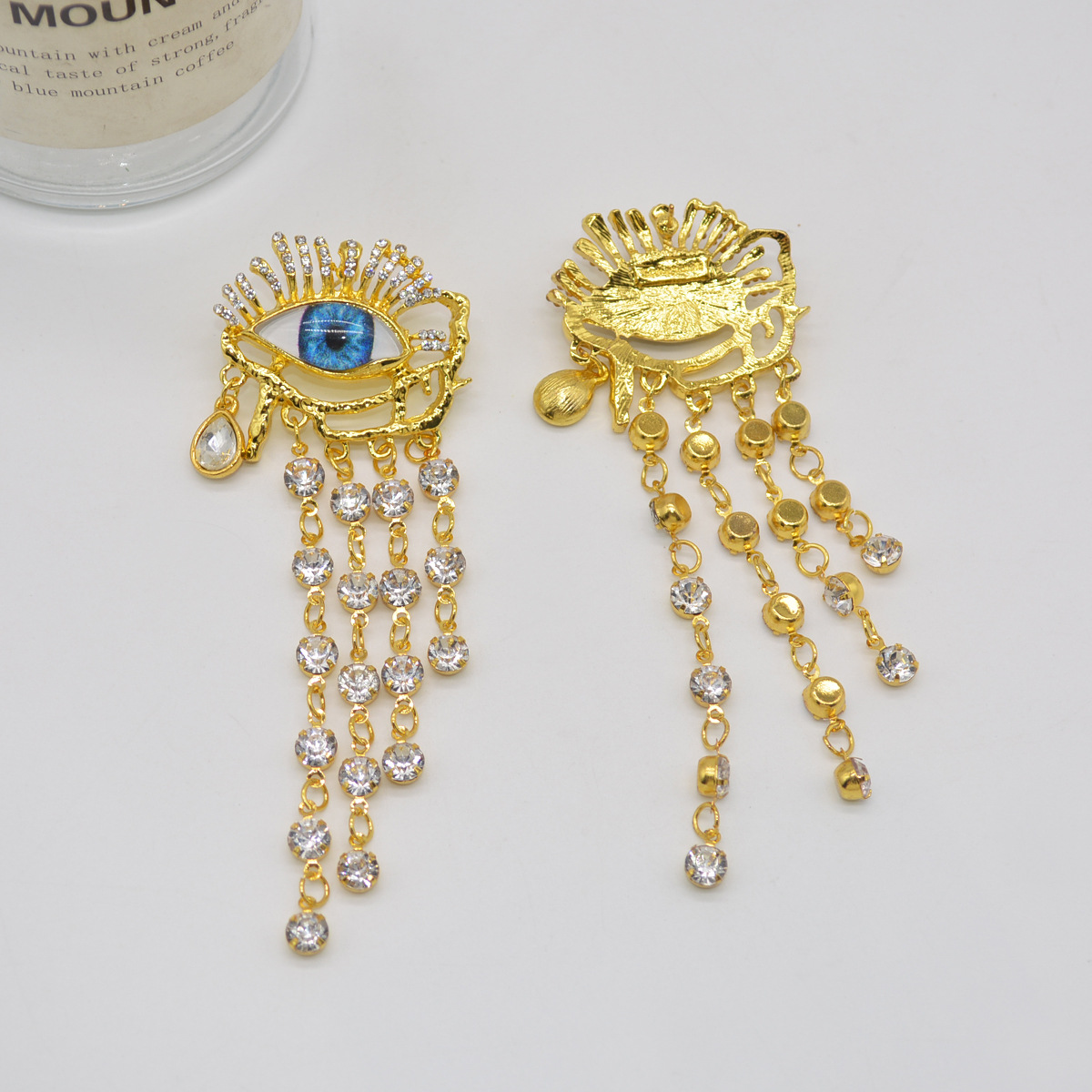 Women's Gender Wholesale Jewelry Elegant Devil's Eye Tassel Alloy Artificial Rhinestones Pearl Plating Inlay Drop Earrings