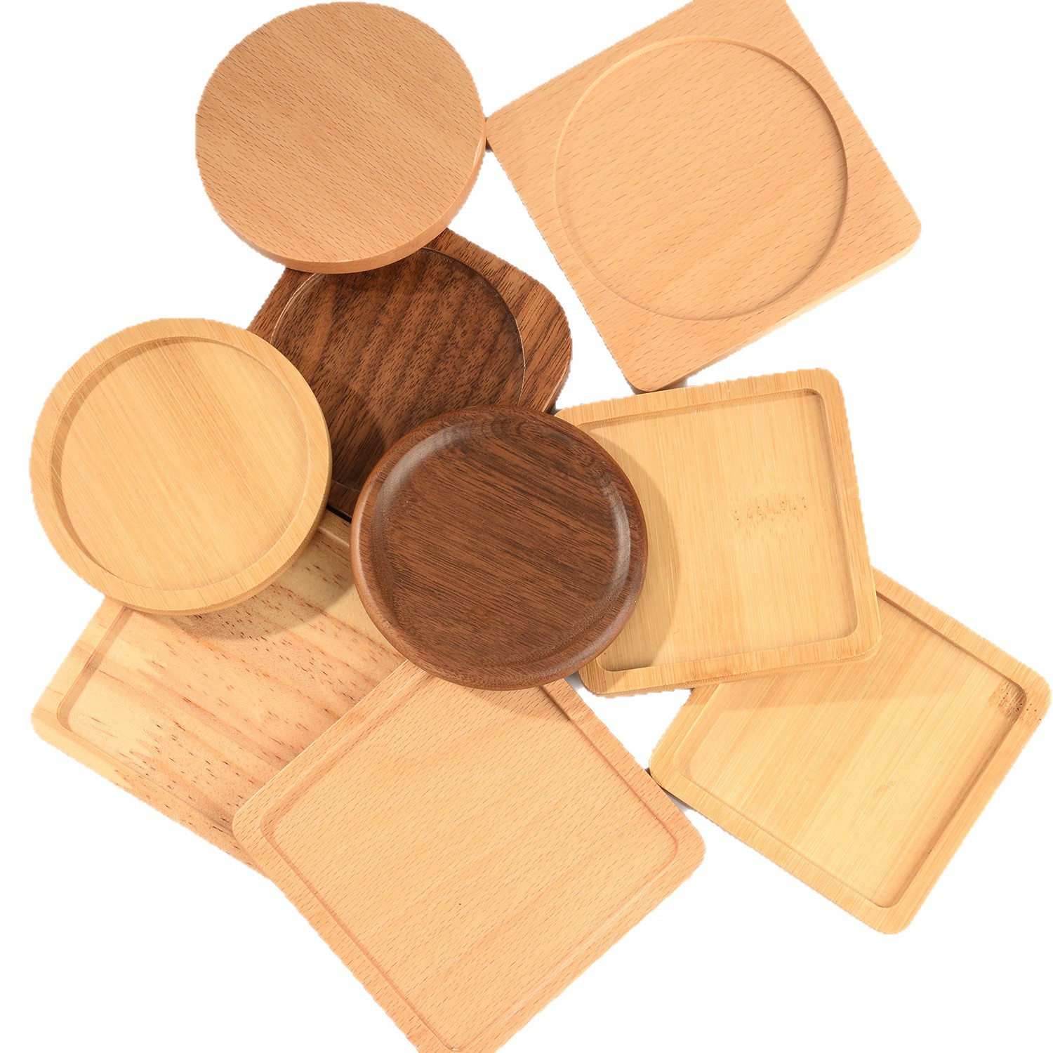 Redondo cuadrado de madera pinza de hilo inferior embrión diy manuales esmalte cojín de taza creativo simple aislamiento térmico cojín de taza