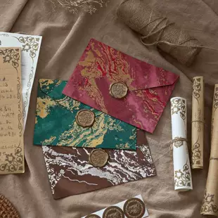 suite retro relief national wind cowhide special paper invitations postcards fire lacquer seal