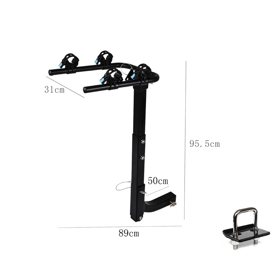 Car Rear-Mounted Trailer Rack, Metal Bicycle Luggage Rack for Vehicles, Universal Rear Folding Bicycle Carrier