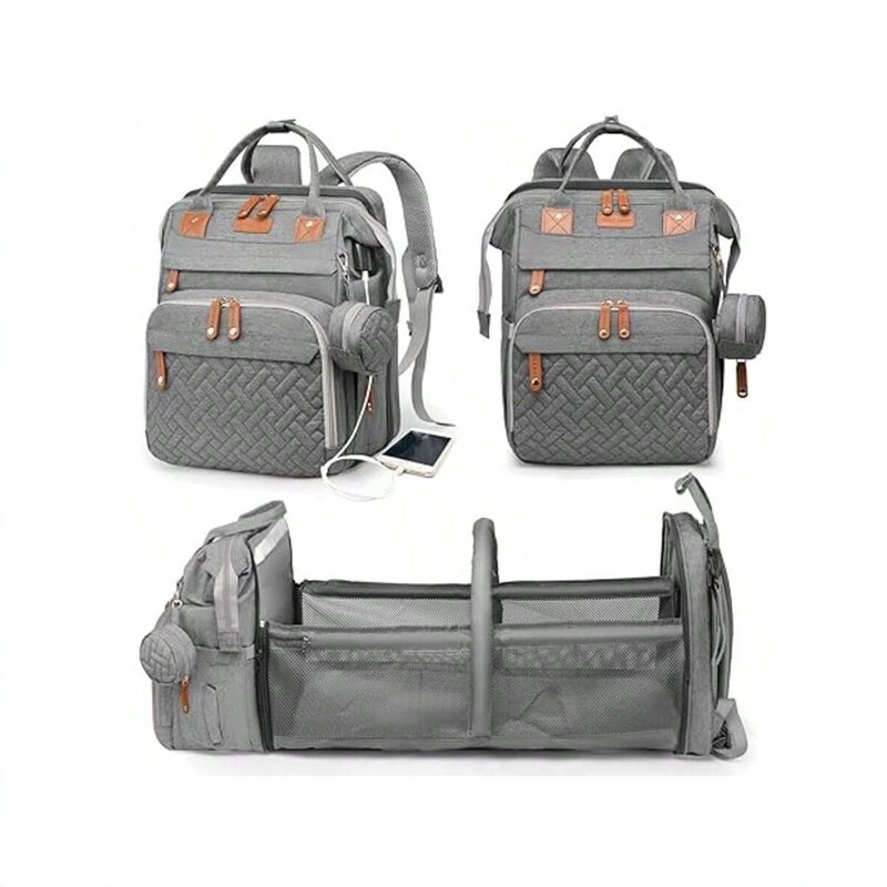 Cross-Border Multifunctional Mommy Bag, Large Capacity Double-Shoulder Diaper Bag with Foldable Bed, Milk Storage Bag, Waterproof Storage Mother and Baby Bag Cross-Border Multifunctional Mommy Bag, Large Capacity Double-Shoulder Diaper Bag with Foldable Bed, Milk Storage Bag, Waterproof Storage Mother and Baby Bag