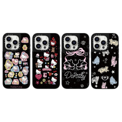 CASE黑闪镜面Kitty猫贴纸小兔小猫iPhone16ProMax苹果15手机壳14