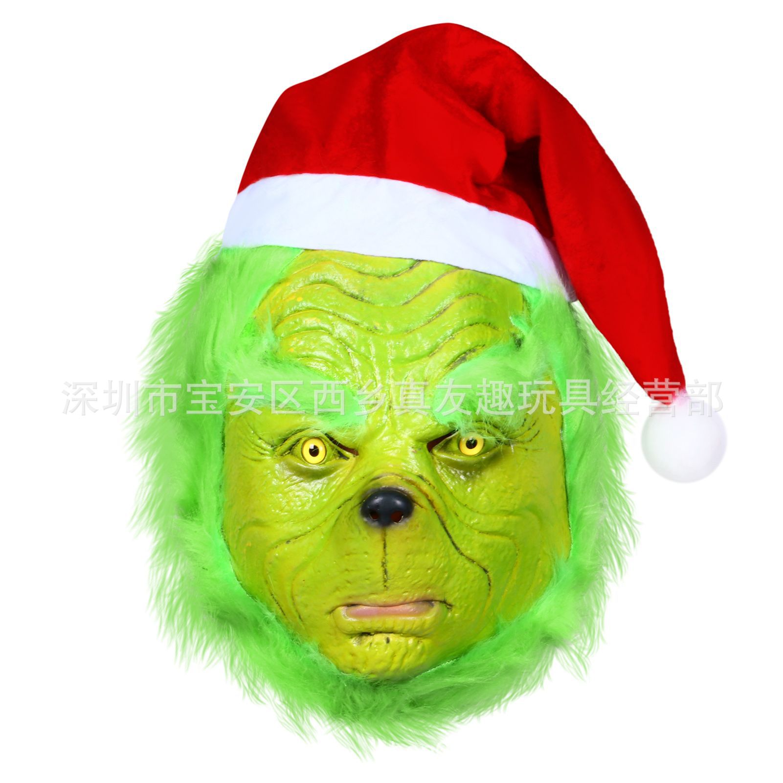 Customized green fur monster with extended back hair and hood