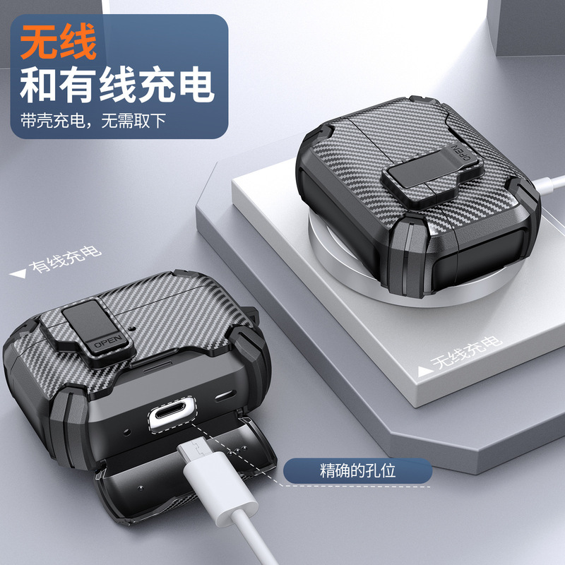 Suitable for Apple Pro3 Headphones Explorer Magnetic Lock Buckle with Switch Stand AirPods 4 Fiber Protective Case