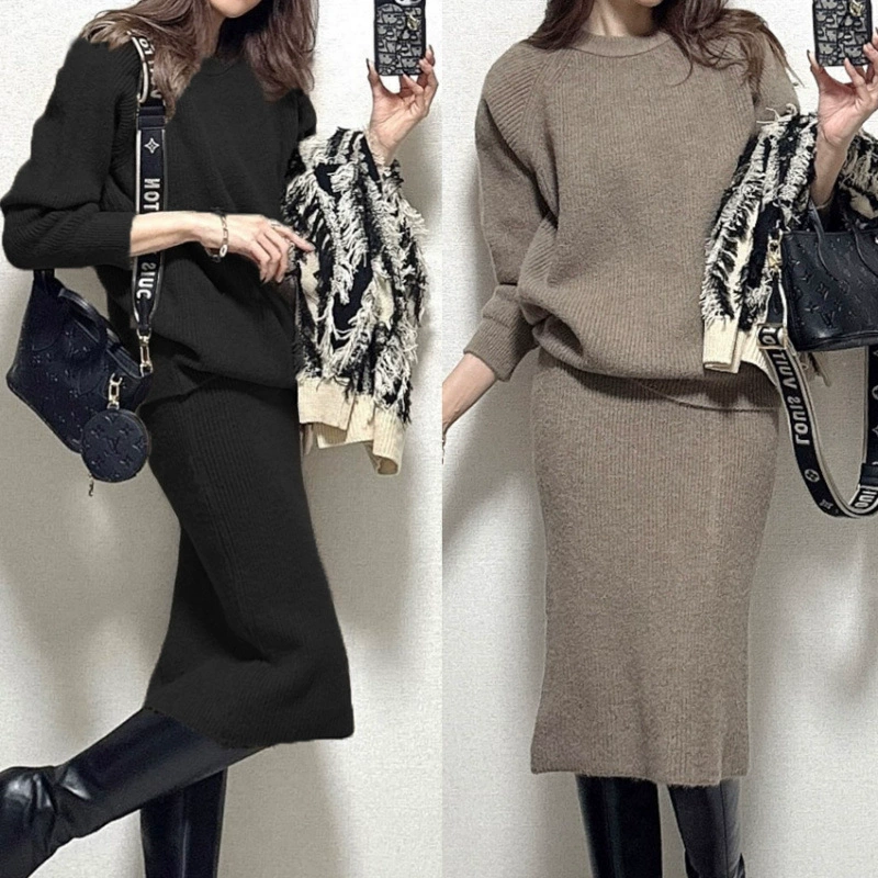 Умножение сплошного цвета дикие пригородные OL белый воротничок толстый трикотаж из двух частей