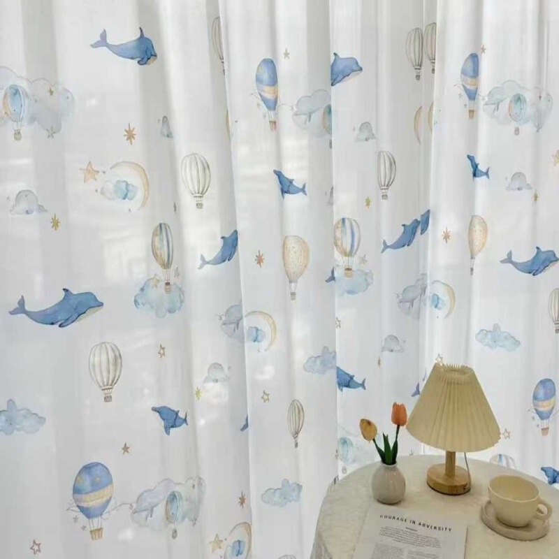 Fantasy King Kong Gauze Curtains, Window Screens, Children's Cute Whale Gauze Curtains, Light-Transmitting and Opaque, Cross-Border Foreign Trade Window Screens Wholesale