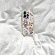 SHERRY*ins风米白仿皮二合一台灯狗狗小熊可爱适用于苹果ProMax手