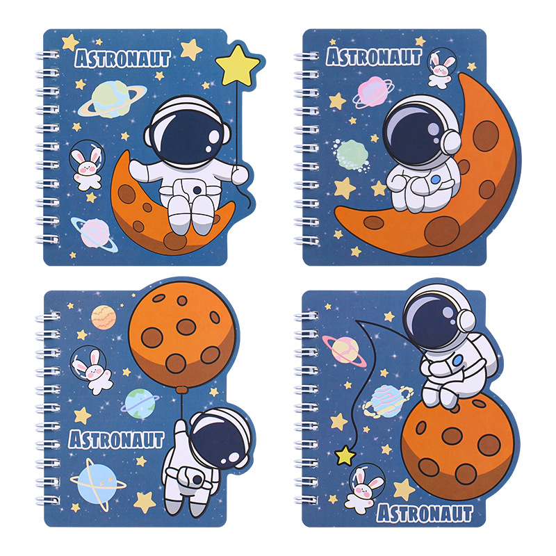 Weibo creativo bobina de dibujos animados libro estudiante astronauta especial pequeño cuaderno lindo kindergarten portátil suministros