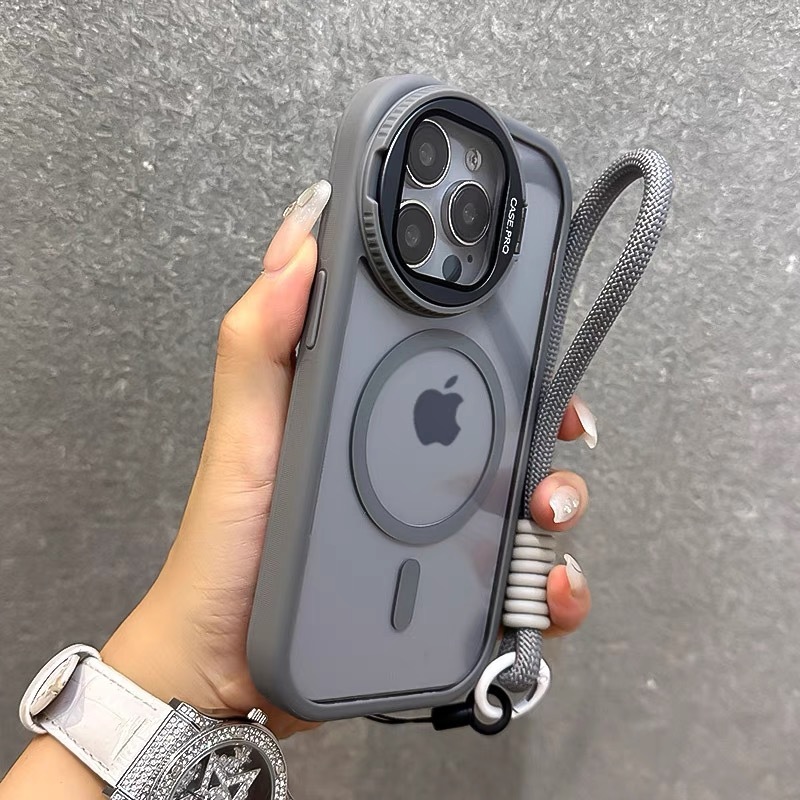 Apple 17 携帯電話ケース iPhone16promax レンズフィルムスタンド付きフリップカバー 透明 磁気吸着 落下防止 シンプル|undefined
