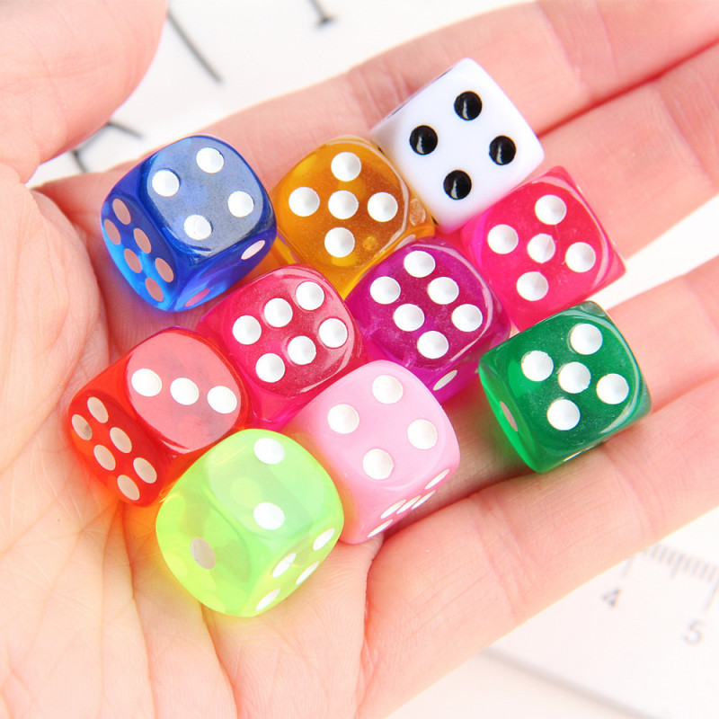 Rounded Candy Color Acrylic Dice Crystal Color Board Game Accessories DIY Keychain Accessories Amazon Cross Border