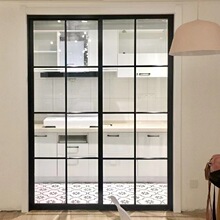 单双轨厨房阳台门隔断地轨磨砂玻璃卫生间推拉门铝合金钢化玻璃门