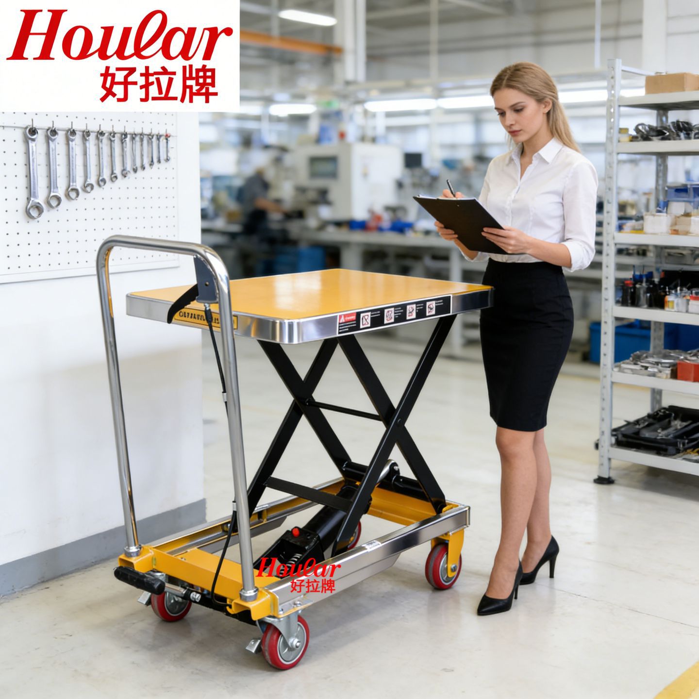 PT300A手动平台车300公斤0.9米油压台车升降车移动小型液压平板车