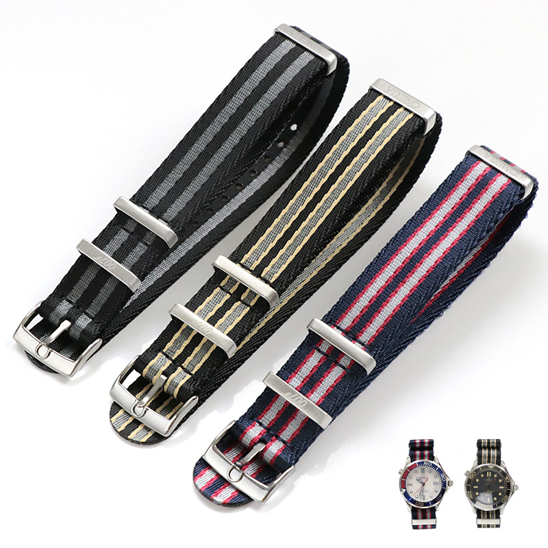 尼龙帆布表带NATO代用欧米加表带 海马300蝶飞超霸幽灵党表带20mm
