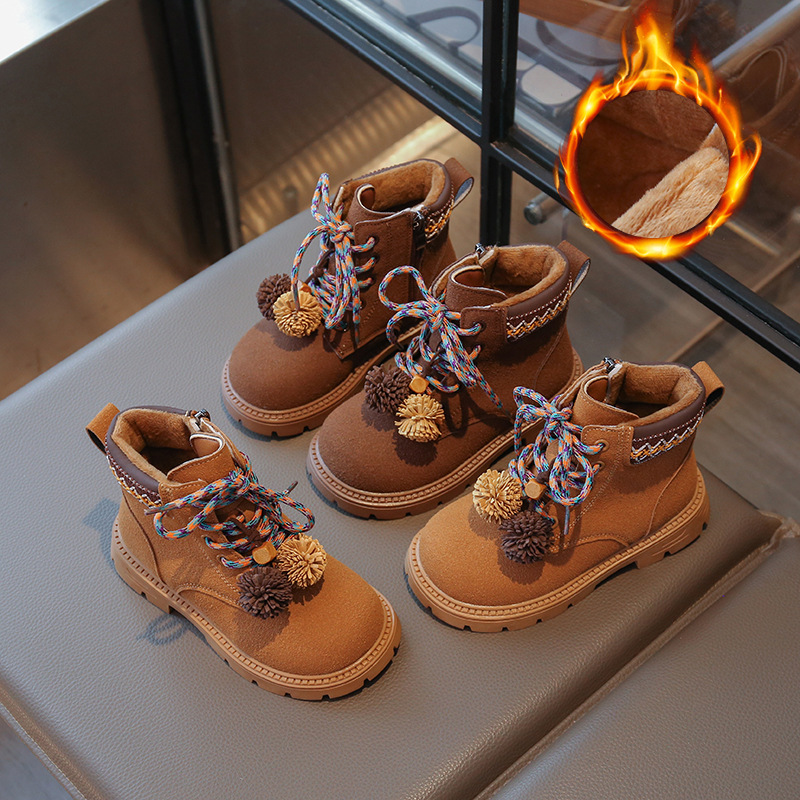 Children's Leather Boots 2025 Autumn and Winter New Boys Retro Martin Boots Korean Style Girls Nubuck Leather Tassel Fashion Boots