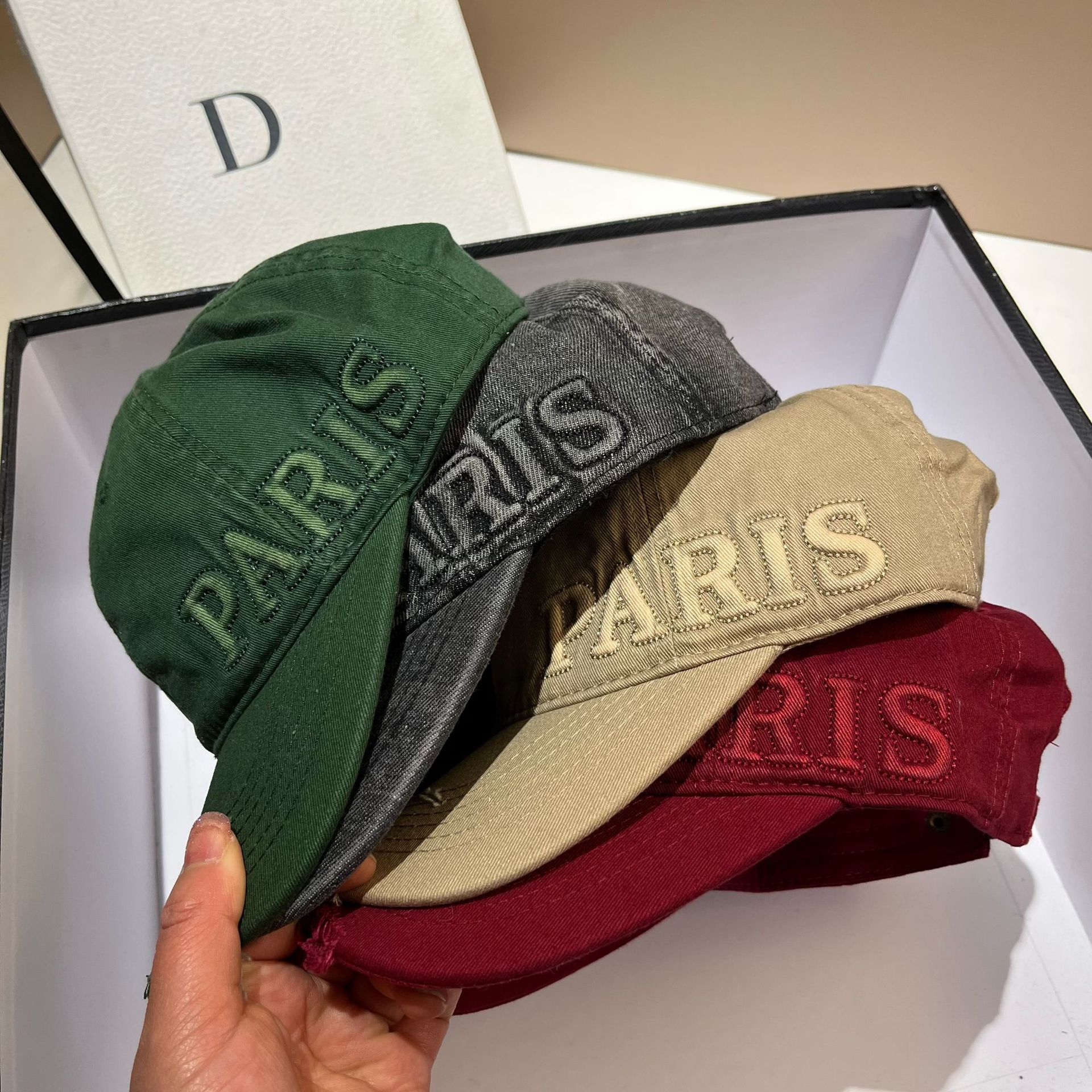 American three-dimensional letter P cotton baseball for spring summer, new style holes, washed with water, soft top and_voghion.com