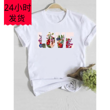 Love Flower Plant Letter Ladies Casual Clothing Women T Clot