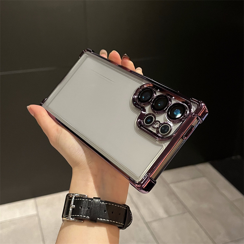 Aplicable a Samsung S26Ultra caso de teléfono móvil A56 con película de lente, bolsa de aire de cuatro ángulos recubierta, caso suave TPU anti-caída image 8