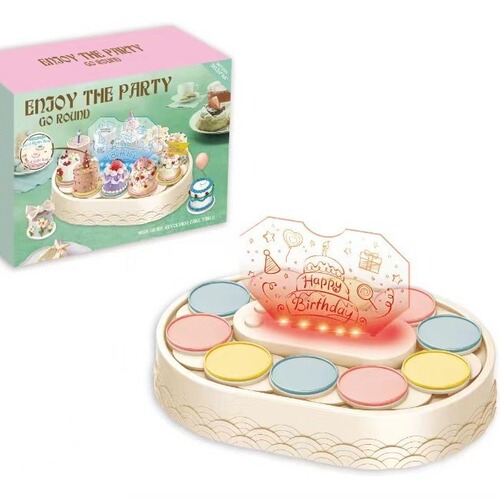 Rotary Dessert Machine Sushi Chef Automatic Rotating Dessert Table Birthday Cake Acrylic Lighted Macaron Tray