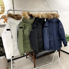 M25经典款大毛领洋基队韩版工装羽绒服大logo男保暖外套女情侣装