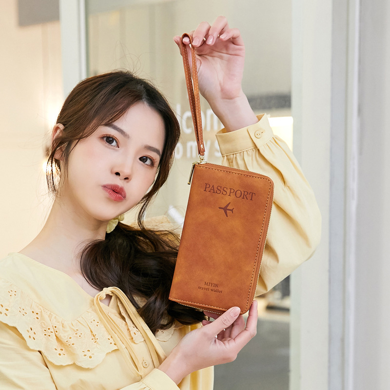 Cross-border new RFID long wallet flight documents storage travel phone wallet multi-functional zipper passport case