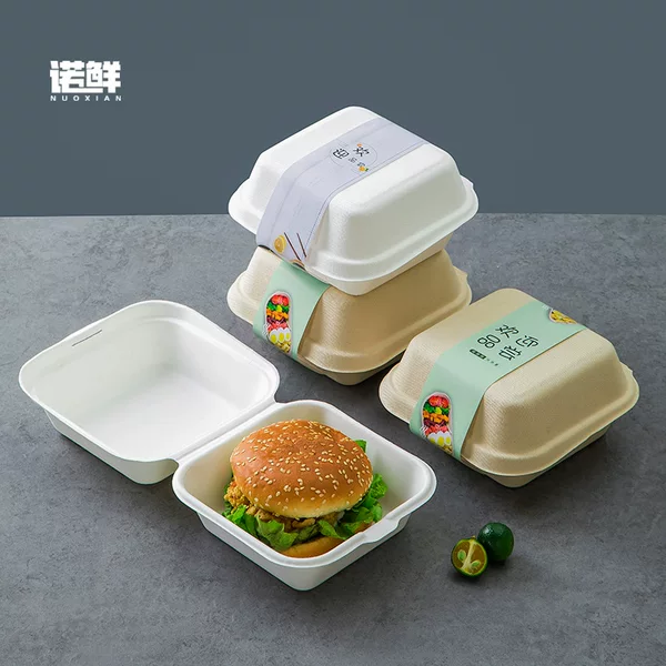 Disposable Pulp Meal Box Hamburger Box Internet Celebrity Bento Cake Box Square Drawing Paper Lunch Box Packaging Take-away Box