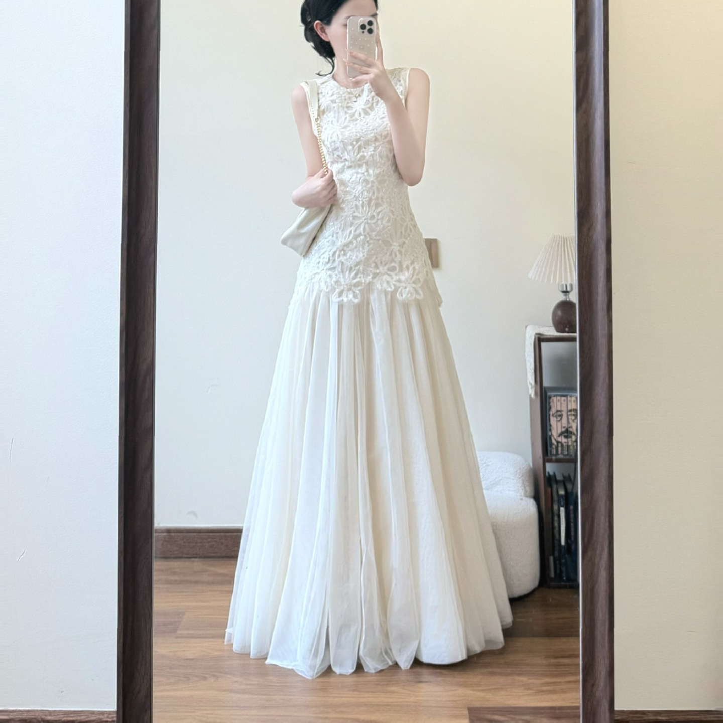 2026 Summer French Style Elegant Dress for Important Occasions, Light Apricot Lace Dress with a Gentle and Intellectual Look