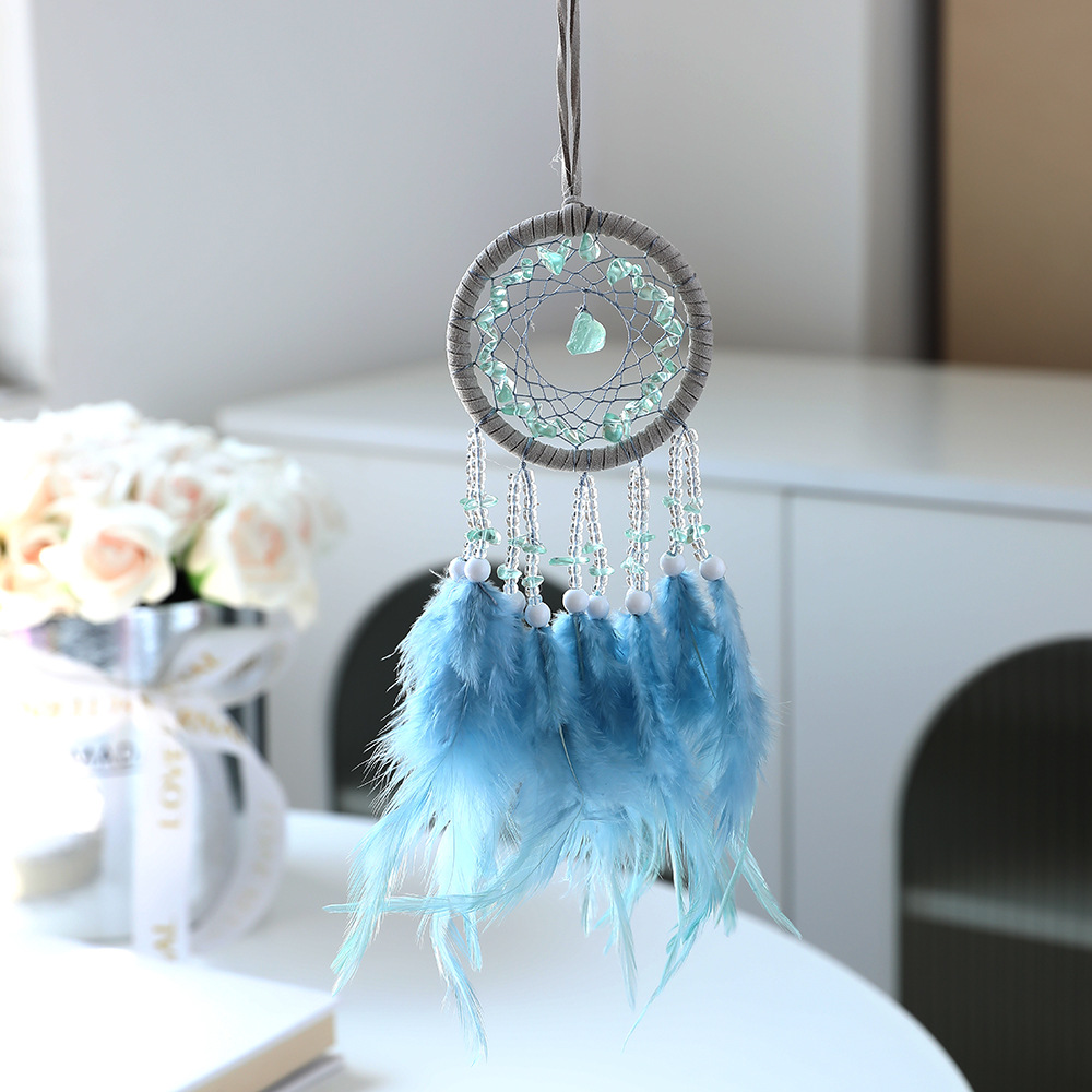 Transfronterizos de automóviles dreamcatcher red colgante bolsas decoración colgante decoración de automóviles plumas pequeños colgantes regalos de vacaciones