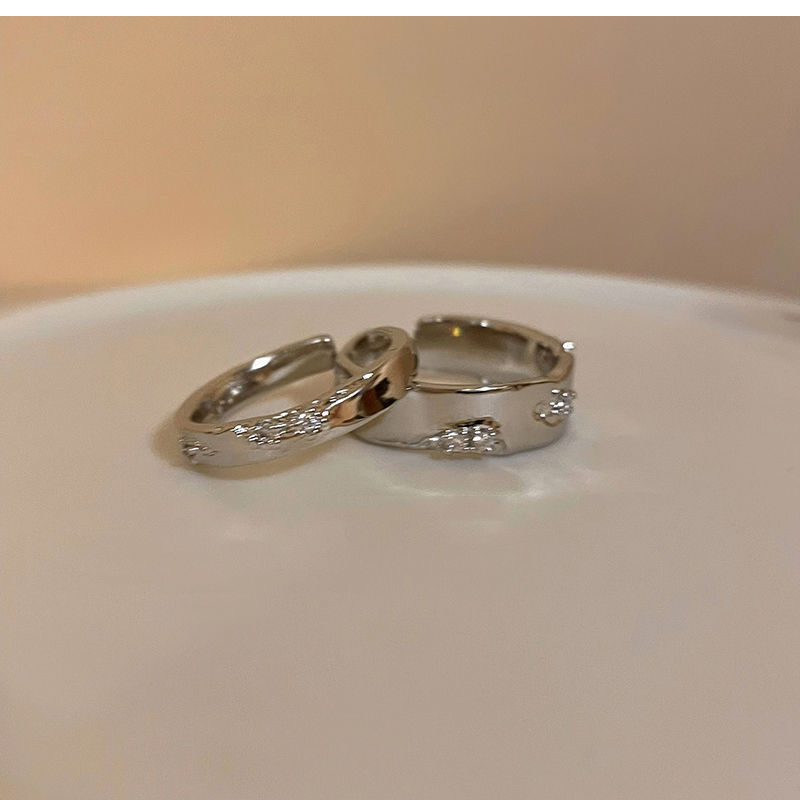Minimalist Silver Zircon Open Ring For Women Designer Couple Ring_voghion.com