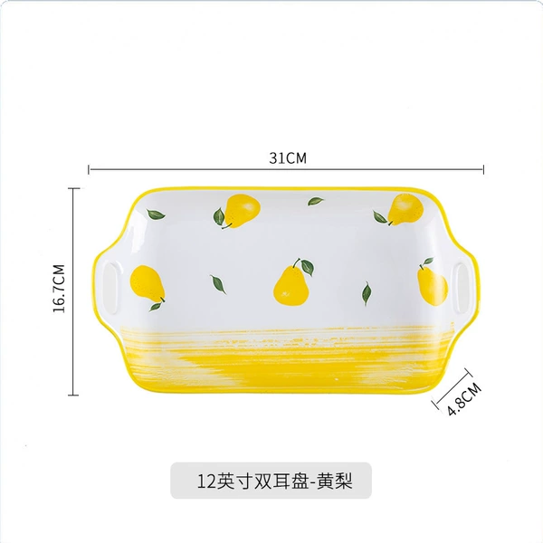 12-inch double-ear plate-yellow pear