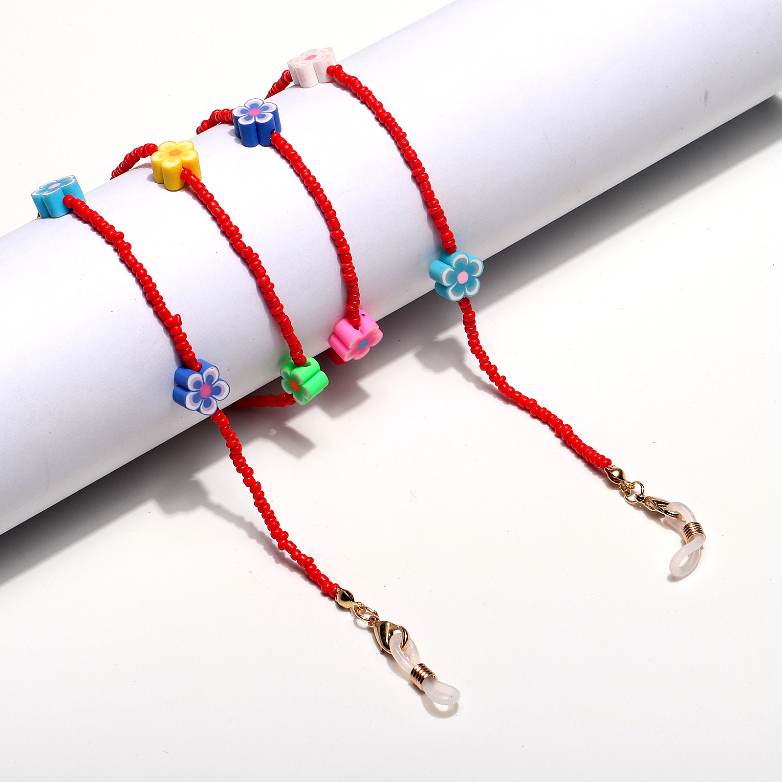 Fashion Soft Ceramic Flower Multicolor Rice Bead Glasses Chain display picture 8