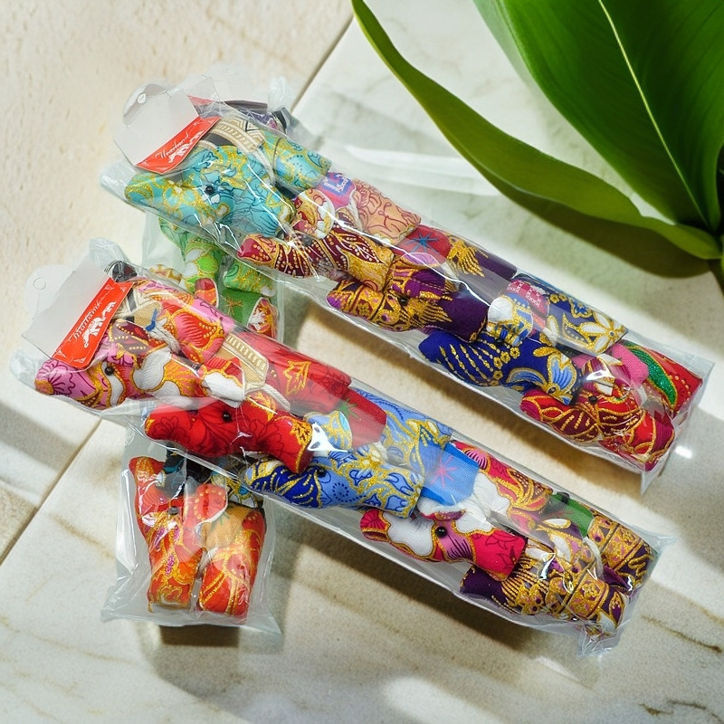 タイ花柄象キーホルダー雲南旅行ギフトバッグアクセサリー手作り布動物キーホルダー|undefined