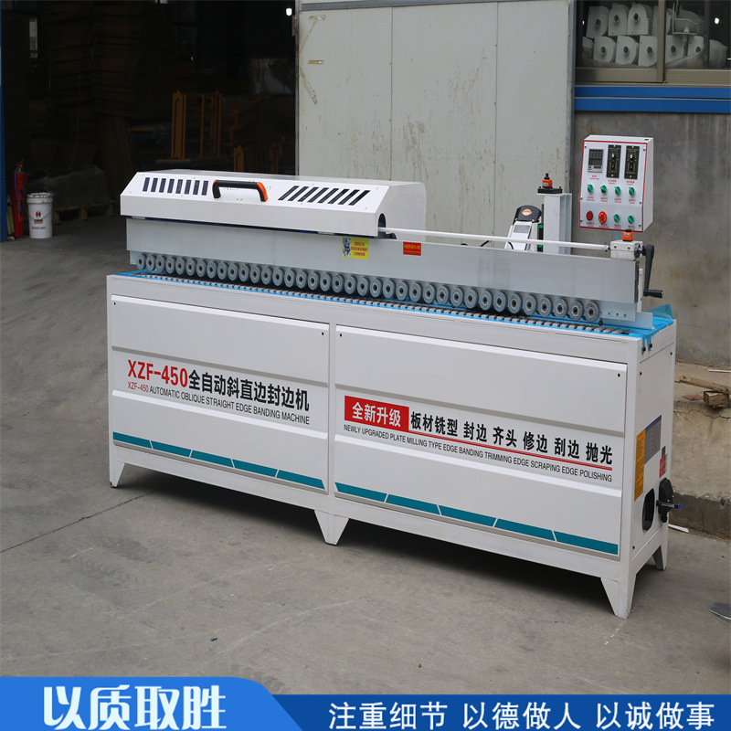 XZF450 máquina de sellado de borde oblicuo automático, máquina de sellado de borde pulido y pegamento de doble cara