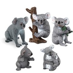 亞馬遜熱賣仿真實心抱葉考拉樹袋熊澳洲野生動物模型手辦擺件玩具