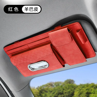 Ticket Holder, Card Holder, Car – Car Glasses Clip/Bill Clip - sheepskin-red