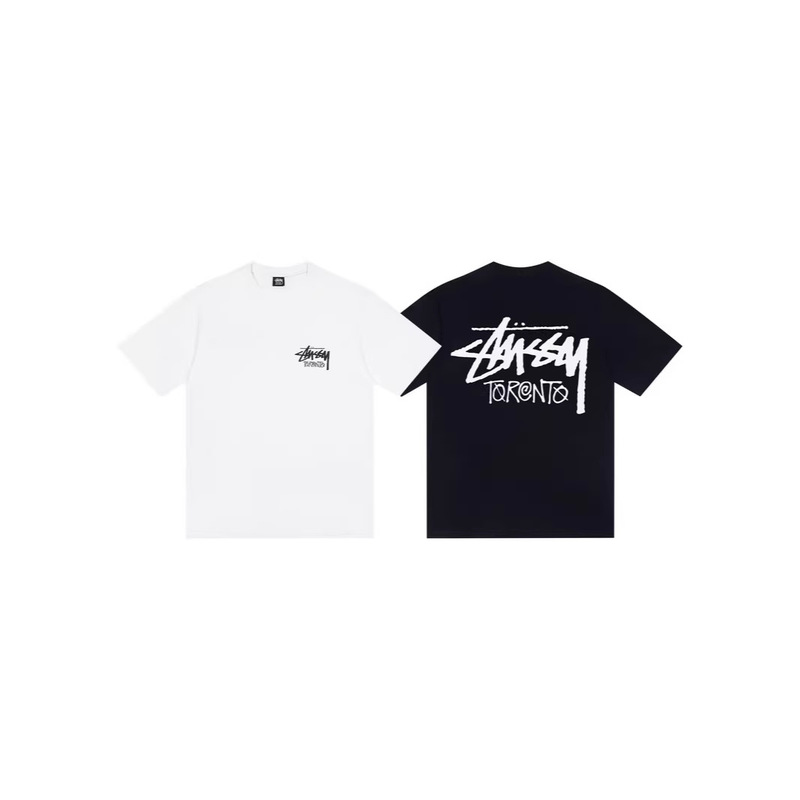 Cross-Border Stussy City Series Toronto Limited Edition Cotton Short-Sleeve T-Shirt with English Logo Lettering Print on the Back