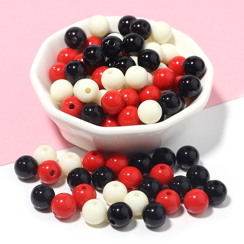 Cuentas redondas acrílicas de color sólido para Navidad, cuentas redondas de color sólido para joyería hecha a mano, accesorios de bricolaje, cuentas redondas de color sólido, cuentas sueltas.