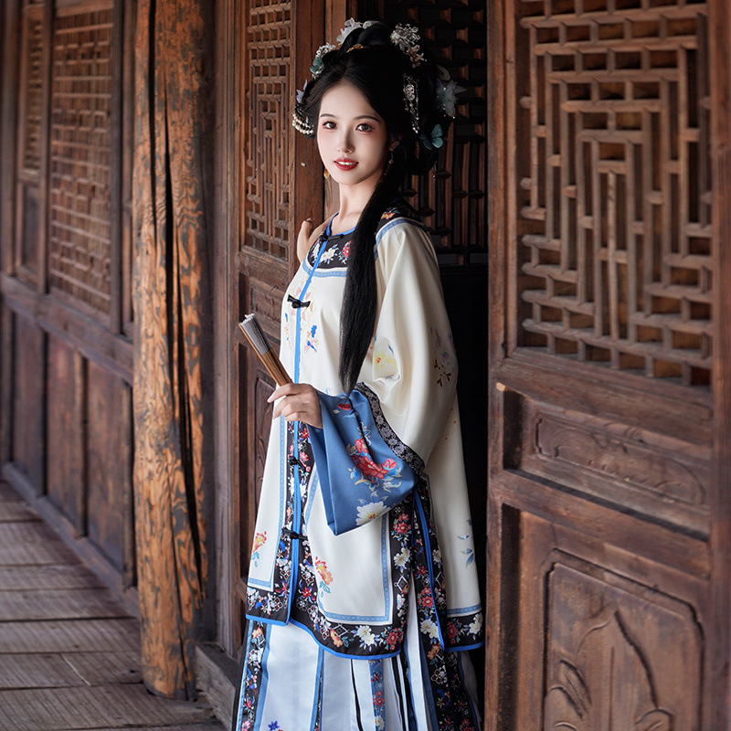 Original Qing Dynasty Hanfu for Women 2025 New Autumn Style Gege Suit Mamian Skirt National Style Film and Television Travel Photography Daily Ancient Costume