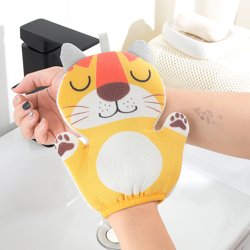 La limpieza del hogar de doble cara de doble uso para niños no duele el barro de la toalla de baño debajo de los guantes de toalla de baño gris hombres y mujeres frotar la espalda Gris