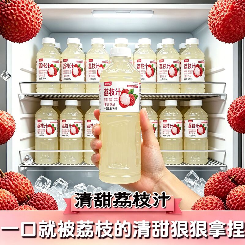 【New Product with High Demand】Lychee Juice 839ml Wholesale 0 Fat Fresh Lychee Juice Direct from the Manufacturer