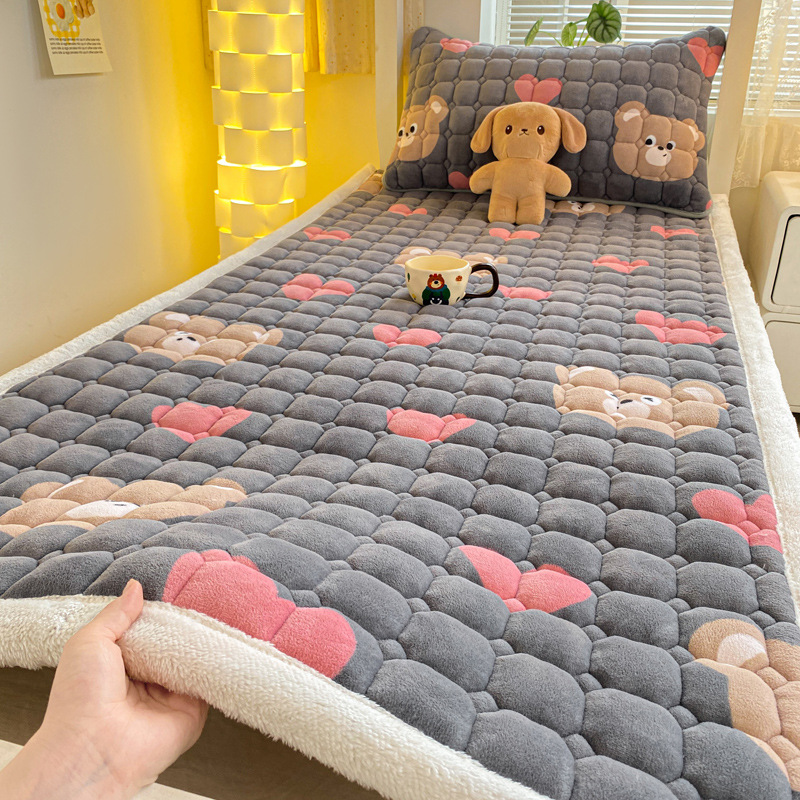 加厚牛奶绒床垫宿舍单人垫被防滑床护垫褥子榻榻米夹棉保暖软垫子