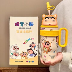 クレヨンしんちゃん大ハンドルコップ316ステンレス子供保温コップ新型可愛い大容量ストローコップ