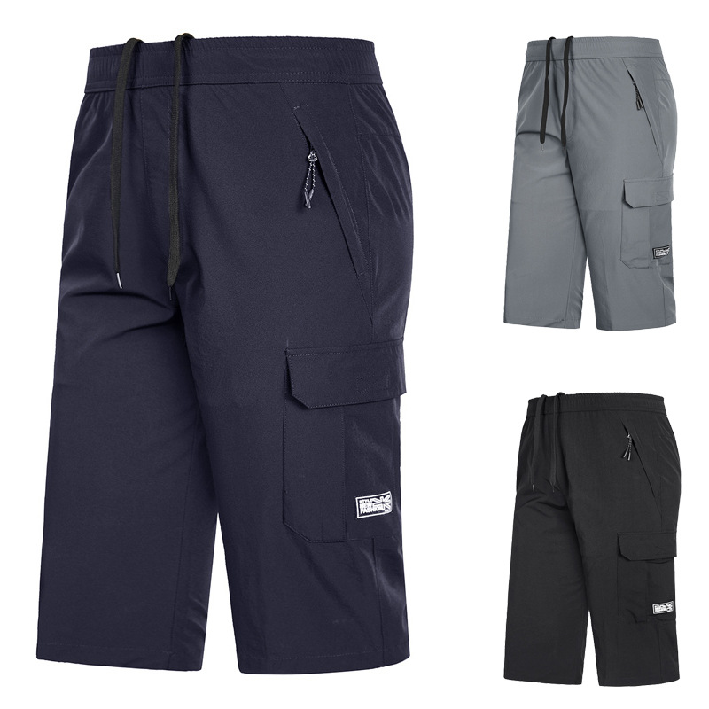 春夏季新款男士时尚休闲运动大码工装裤户外活动透气系绳五分裤