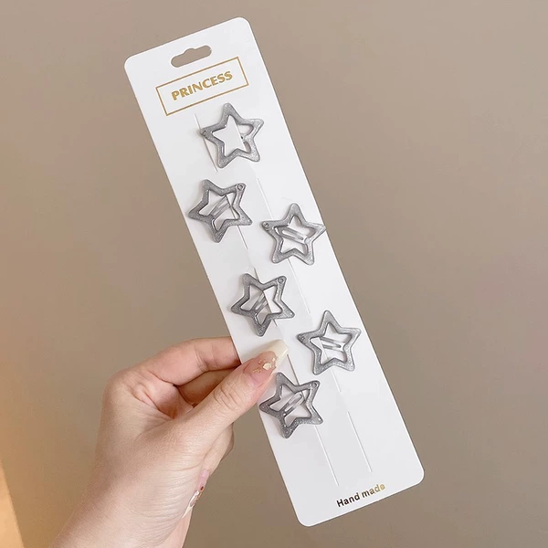 1#Silver bright oil pentagram 6 sets