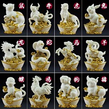 汉白玉十二生肖摆件鼠牛虎兔龙蛇马羊猴鸡狗猪全套属相风水工艺品