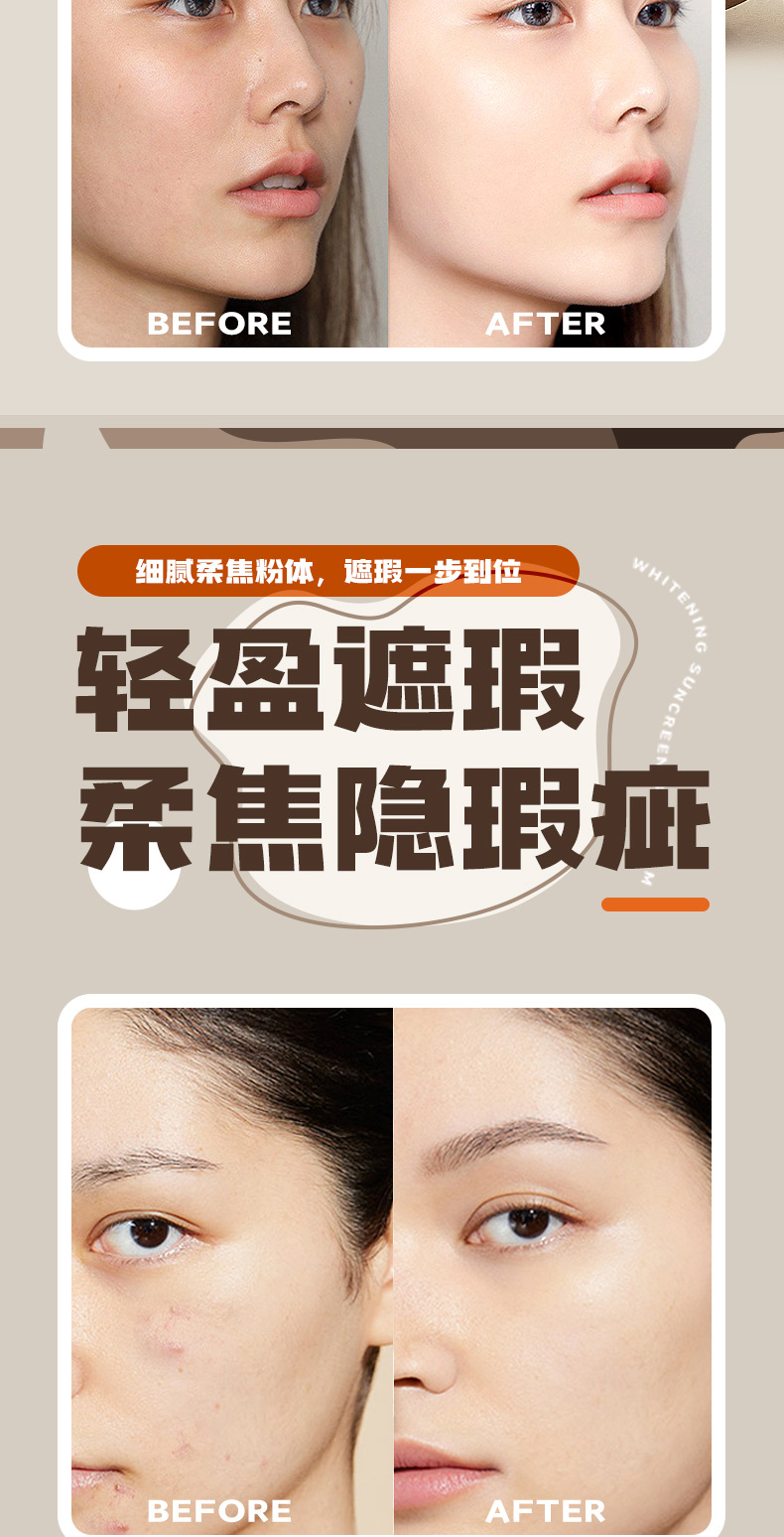 New Skin Magnolia Whitening Sun Protection Cushion BB Cream SPF50 Waterproof, sweat-proof, Non-greasy, No False vaginal discharge Replacement undefined