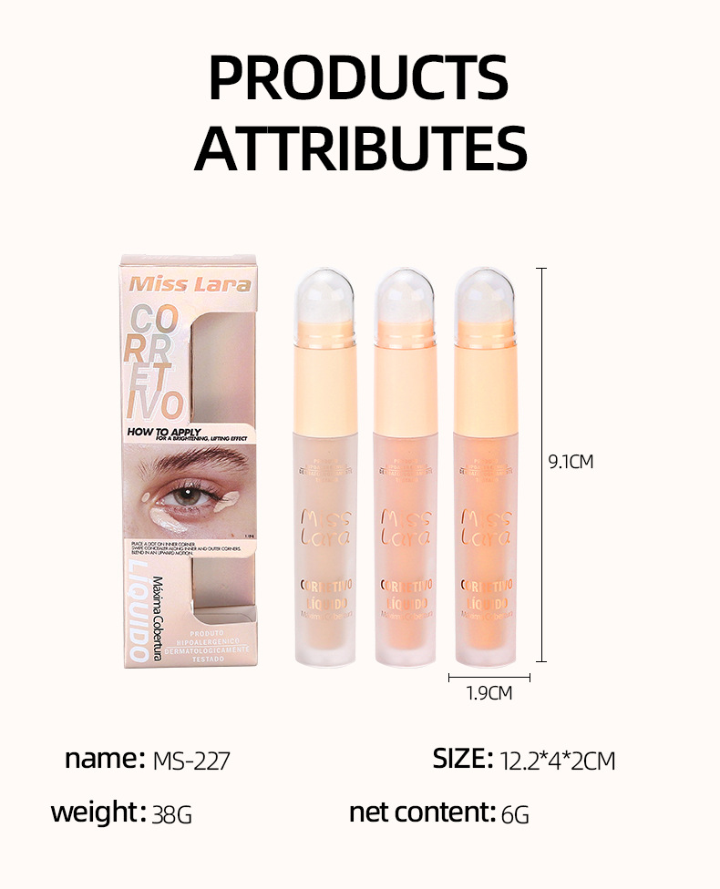 MISS LARA Three-color Contouring Liquid for Contouring Nasal Shadows, highlighting and brightening shadows, Natural liquid Contouring liquid Specification drawing